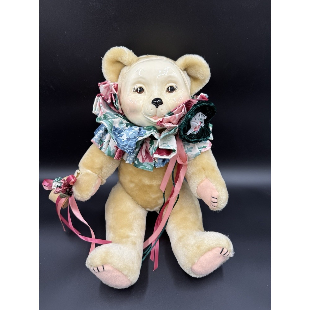Vintage Just Ducky Pinky Bandbox Teddy Bear 18" Plush Jointed Doll w/ Tag 1989